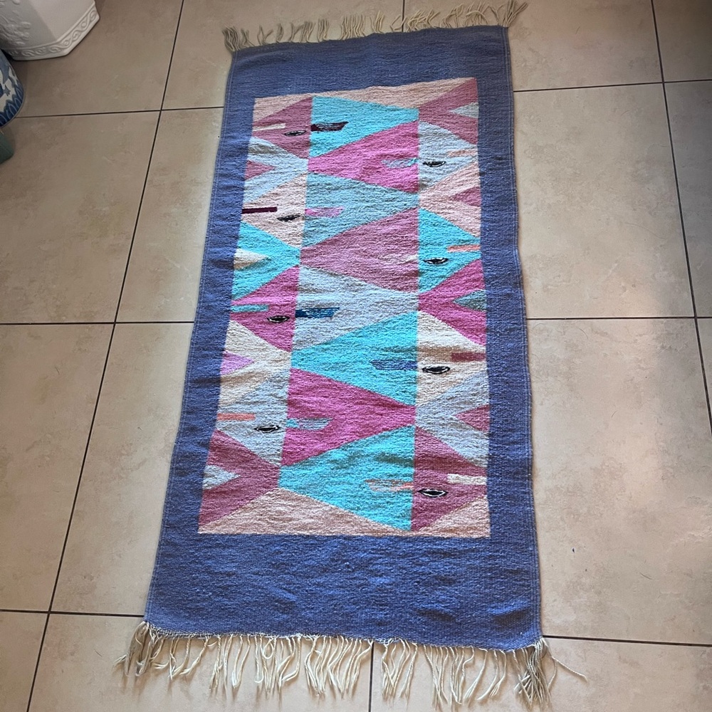 Handmade Zapotec Wool Rug 
 with Fringe